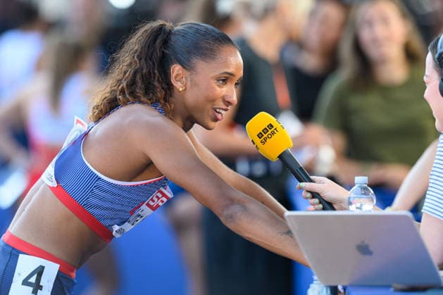 BIRMINGHAM, GREAT BRITAIN - August 11: Lina Nielsen (Great Britain) talking to BBC after the 400 metres hurdles semi-final during the European Athletics Championships 2026 at Alexander Stadium in Birmingham, Great Britain (Photo by Sven Beyrich Sports Press Photo) Copyright: xSvenxBeyrich SportsxPressxPhotox Sportspressphoto_SPR204251