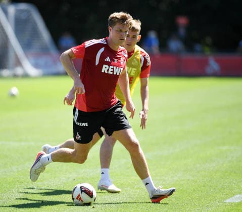 August 11, 2026, xophax, Soccer, Bundesliga 1, 1. FC Köln Training at the Geissbockheim, home of 1. FC Köln. 1st: Marius Bülter, in front: 1. FC Köln, and Isak Johannesson, to the right behind him: Köln