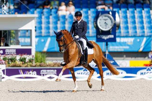 2026 FEI World Championships in Aachen, AACHEN FEI World Championships 2026 MENDOZA LOOR Julio ECU, Jewel’s Goldstrike FEI Dressage World Championship Grand Prix de Dressage, Part 1: Team Final, Individual Qualification, Lambertz Prize Aachen, Soers Equestrian Stadium, August 11, 2026