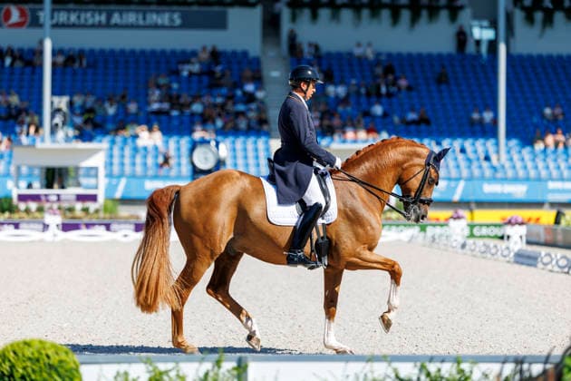2026 FEI World Championships in Aachen, AACHEN FEI World Championships 2026 MENDOZA LOOR Julio ECU, Jewel’s Goldstrike FEI Dressage World Championship Grand Prix de Dressage, Part 1: Team Final, Individual Qualification, Lambertz Prize Aachen, Soers Equestrian Stadium, August 11, 2026