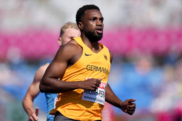 ATHLETICS - European Athletics Championships BIRMINGHAM,ENGLAND,11.AUG.26 - ATHLETICS - European Athletics Championships,100m Men, qualification. Image shows Lucas Ansah-Peprah (GER).  GEPAxpictures xRanjithxKumar