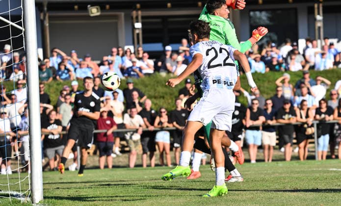 August 11, 2026 Soccer Season 2026–2027 BFV Toto Cup FC Wendelstein TSV 1860 Munich Lions xwoxzix Loris Husic 22, TSV 1860 Munich scores a goal—a shot on goal—to make it 0–1 against Tim Lierhammer 1, FC Wendelstein
