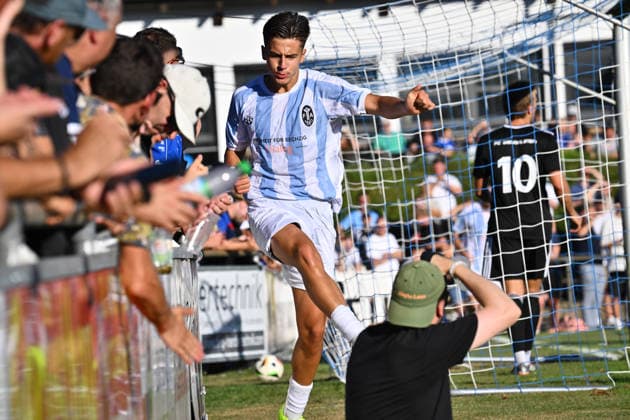 August 11, 2026 Soccer Season 2026–2027 BFV Toto Cup FC Wendelstein TSV 1860 Munich Lions xwoxzix Goal celebration Cheering Joy after a goal Goal Shot on goal for the 0–1 lead by Loris Husic 22, TSV 1860 Munich