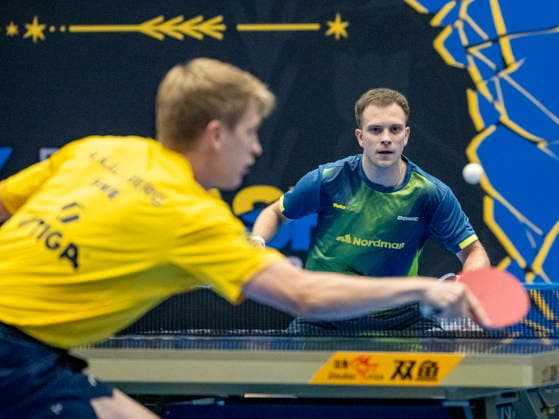 Sweden s Anton Källberg in his match against Russia s Vladimir Sidorenko in the first round of the men s singles at the Europe Smash Sweden 2026 table tennis tournament at Baltiska Hallen in Malmö, Sweden, on August 11, 2026 MALMÖ SWEDEN x50090x  Copyright: xJohanxNilssonx xTTx EUROPE SMASH SWEDEN 2026