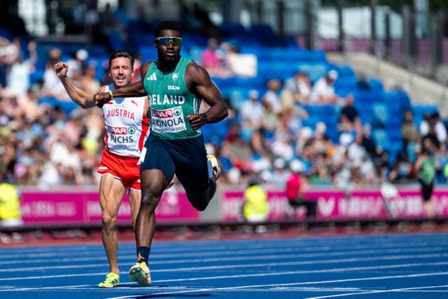 August 11, 2026, GBR, Track and Field, 2026 European Championships, Morning Session, Day 2, Birmingham, Toluwabori Akinola (Ireland), Men s 100-meter dash, Heats, Birmingham Alexander Stadium, England, Great Britain Copyright: xNordphoto Memmlerx