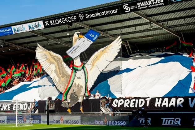 NIJMEGEN Supporters of NEC Nijmegen during the Champions League match between NEC and Olympiacos at Stadion de Goffert on August 11, 2026, in Nijmegen, the Netherlands