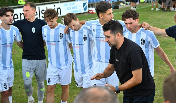 August 11, 2026 Soccer Season 2026–2027 BFV Toto Cup FC Wendelstein TSV 1860 Munich Löwen xwoxzix Alper Kayabunar, coach of TSV 1860 Munich, speaks to the team after the game