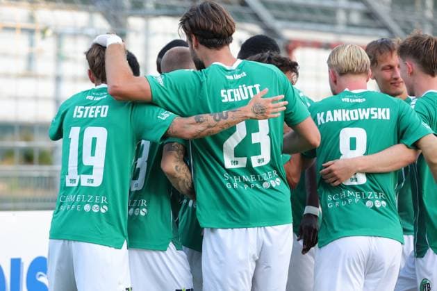 August 26, 2026, Germany, Regionalliga Nord, Soccer, Matchday 1, 2026–2027 Season, Dietmar Scholze Stadium at the Lohmühle, VfB Lübeck vs. VfB Oldenburg Goal celebration Cheering Goal scorer(s) Fabian Istefo VfB Lübeck 19 celebrates the goal that tied the game at 1–1 Photo: nordphoto GmbH Tauchnitz Lübeck Dietmar Scholze Stadium an der Lohmuehle SH Germany Copyright: xnordphotoxGmbHx xTauchnitzx