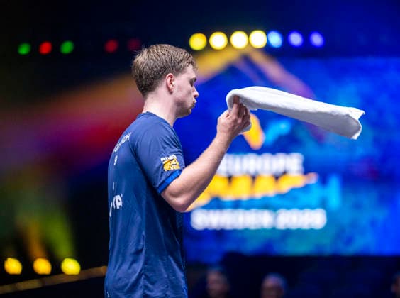 MALMÖ, August 11, 2026—Sweden’s Truls Möregardh after losing his match against Dimitrij Ovtcharov of Germany in the first round of the men’s singles at the Europe Smash Sweden 2026 table tennis tournament at Malmö Arena in Malmö, Sweden, on August 11, 2026 MALMÖ SWEDEN x50090x  Copyright: xJohanxNilssonx xTTx EUROPE SMASH SWEDEN 2026