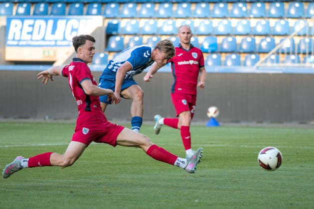 August 11, 2026 Men s Soccer 2026–2027 Northeast Regional League, Matchday 4: 1 FC Magdeburg II vs. SV Babelsberg 03, Avnet Arena, Magdeburg, Cornelius Bräunling, Magdeburg, 29, blue and white, scores the 1-1 equalizer Magdeburg, Saxony-Anhalt, Germany
