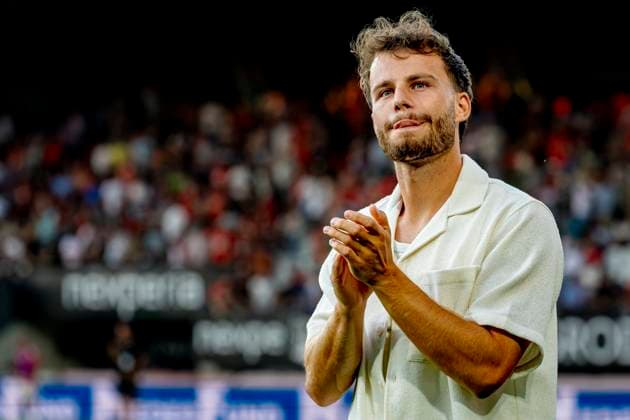 NIJMEGEN: Former NEC player Dirk Proper during the Champions League match between NEC and Olympiacos at Stadion de Goffert on August 11, 2026, in Nijmegen, the Netherlands