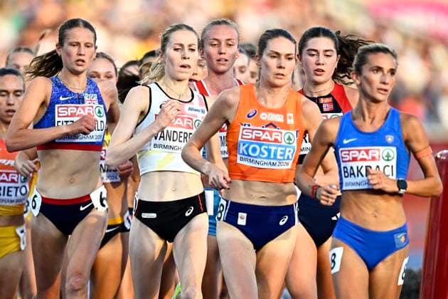 European Athletics Championships Birmingham 2026 - day 2 BIRMINGHAM, ENGLAND - AUGUST 11 : Vanderelst Elise (BEL) and Koster Maureen (NED) in action during the 5000m final on day 2 of the Birmingham 2026 European Athletics Championships on August 11, 2026 in Birmingham, England, 11 08 2026 Birmingham ENGLAND  Copyright: xTomasxSiskx