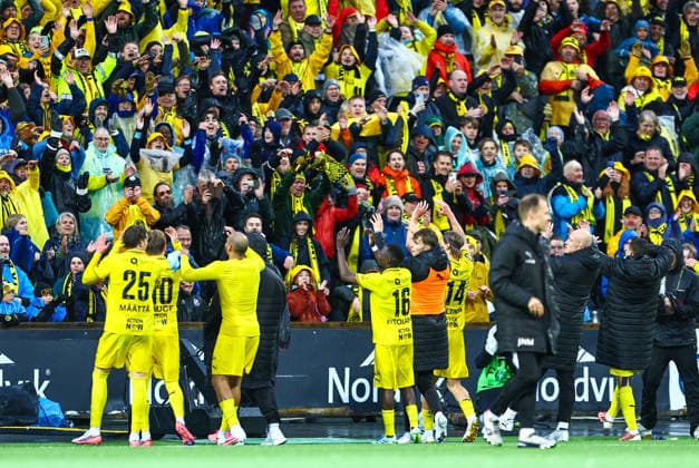 Soccer, Champions League 2025 2026 Bodo Glimt Union Saint Gilloise Bodo 20260811 Bodo Glimt celebrates after winning the Champions League qualifying match between Bodo Glimt and Union Saint Gilloise at Aspmyra Stadium. Photo: Mats Torbergsen, NTB Bodo, Norway EDITORIAL USE ONLY RESTRICTED USE FOR BETTING COMPANIES  Copyright: xMatsxTorbergsenx xNTBx