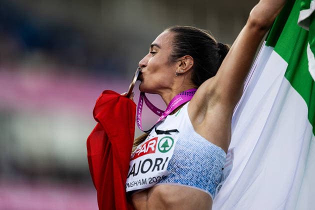260811 Micol Major celebrates after the women’s 5,000-meter final on Day 2 of the 2026 European Athletics Championships on August 11, 2026 in Birmingham. Photo by Mathias Bergeld. BILDBYRAN code MB MT1065. track and field, athletics, friidrett, friidrotts EM, 2026 European Athletics Championships, 2 bbeng  Copyright: MATHIASxBERGELD BB260811MB122