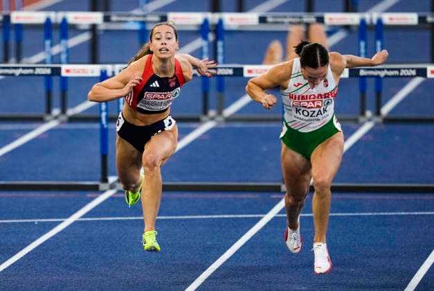 2026 European Outdoor Athletics Championships, Day 2, Birmingham, England, August 11, 2026. Martine Hjornevik in the women’s 100-meter hurdles semifinal during the 2026 European Athletics Championships at Alexander Stadium in Birmingham on Tuesday. Photo: Beate Oma Dahle, NTB, Birmingham, England. EDITORIAL USE ONLY. RESTRICTED USE FOR BETTING COMPANIES.  Copyright: xBeatexOmaxDahlex xNTBx