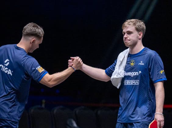 MALMÖ, August 11, 2026, Sweden: Truls Möregardh of Sweden with his coach Malte after losing his match against Dimitrij Ovtcharov of Germany in the first round of the men’s singles at the Europe Smash Sweden 2026 table tennis tournament at Malmö Arena in Malmö, Sweden, on August 11, 2026 MALMÖ SWEDEN x50090x  Copyright: xJohanxNilssonx xTTx EUROPE SMASH SWEDEN 2026