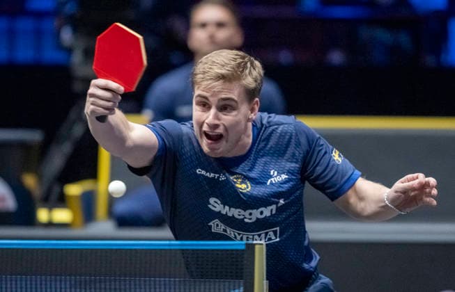 MALMÖ, August 11, 2026 — Truls Möregard of Sweden faced Dimitrij Ovtcharov of Germany in the first round of the men’s singles at the Europe Smash Sweden 2026 table tennis tournament at Malmö Arena in Malmö, Sweden, on August 11, 2026 MALMÖ SWEDEN x50090x  Copyright: xJohanxNilssonx xTTx EUROPE SMASH SWEDEN 2026