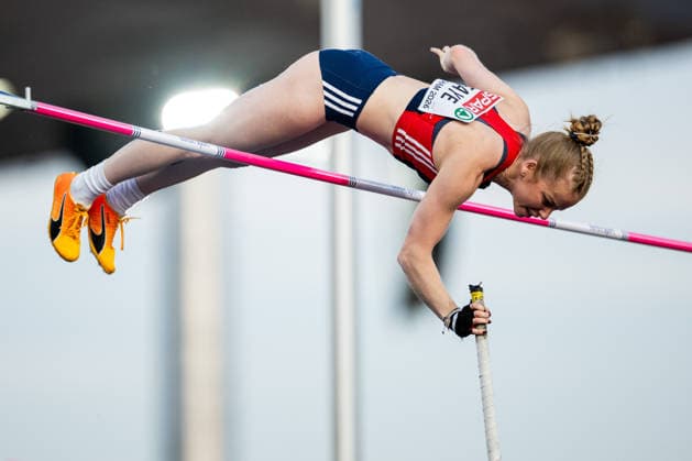 August 11, 2026: Kitty Augusta Friele Faye of Norway competes in the women’s pole vault qualifying round on Day 2 of the 2026 European Athletics Championships on August 11, 2026 in Birmingham. Photo by Maxim Thore. BILDBYRAN code MT MT1065 track and field athletics friidrett friidrotts em em friidretts em 2026 European Athletics Championships 2 bbeng  Copyright: MAXIMxTHORE BB260811MT077