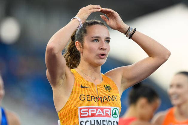 BIRMINGHAM, GREAT BRITAIN - August 11: Rosina Schneider (Germany) reaction after the 100 metres hurdles semi-final during the European Athletics Championships 2026 at Alexander Stadium in Birmingham, Great Britain (Photo by Sven Beyrich Sports Press Photo) Copyright: xSvenxBeyrich SportsxPressxPhotox Sportspressphoto_SPR204341
