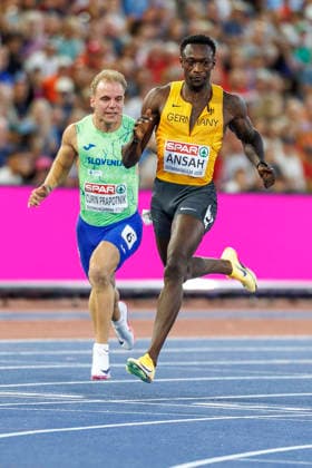 BIRMINGHAM, GREAT BRITAIN - AUGUST 11, 2026 : Owen ANSAH (GER Germany) competing in the 100m (Semi-Final) during the European Athletics Championships at Alexander Stadium on August 11, 2026 in Birmingham, Great Britain. Great Britain Copyright: xAxelxKohringx