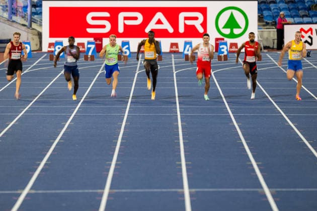 August 11, 2026: Henrik Larsson of Sweden competes in the men’s 100-meter semifinal on Day 2 of the 2026 European Athletics Championships on August 11, 2026 in Birmingham. Photo by Mathias Bergeld, BILDBYRAN, code MB MT1065. track and field, athletics, friidrett, friidrotts EM, 2026 European Athletics Championships, 2 bbeng  Copyright: MATHIASxBERGELD BB260811MB137