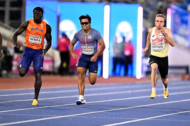 European Athletics Championships Birmingham 2026 - day 2 BIRMINGHAM, ENGLAND - AUGUST 11 : Verherstraeten Simon (BEL) and Afrifa Elvis (NED) in action during the 100m semi-final on day 2 of the Birmingham 2026 European Athletics Championships on August 11, 2026 in Birmingham, England, 11 08 2026 Birmingham ENGLAND  Copyright: xTomasxSiskx