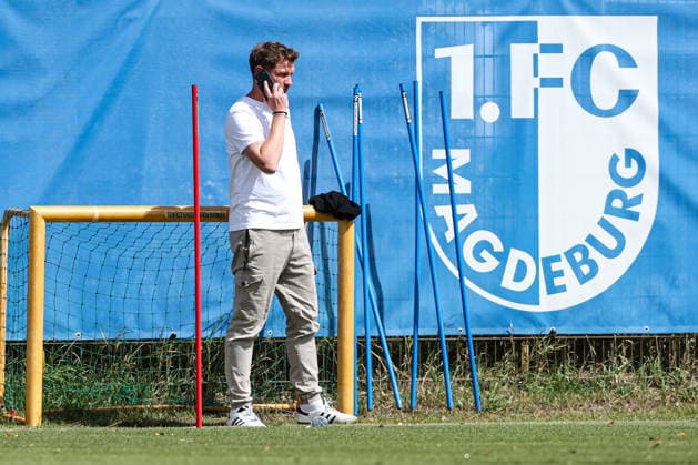 Sports Director Peer Jaekel, 1. FC Magdeburg, 2. Bundesliga, 2026–2027 Season, 1. FC Magdeburg training at the Avnet Arena in Magdeburg, soccer, man, men, Germany, August 11, 2026