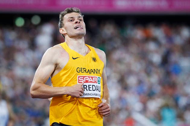 BIRMINGHAM, GREAT BRITAIN - AUGUST 11, 2026 : Jean-Paul BREDAU (GER Germany) flies into the final 400m competing during the European Athletics Championships at Alexander Stadium on August 11, 2026 in Birmingham, Great Britain. Great Britain Copyright: xAxelxKohringx