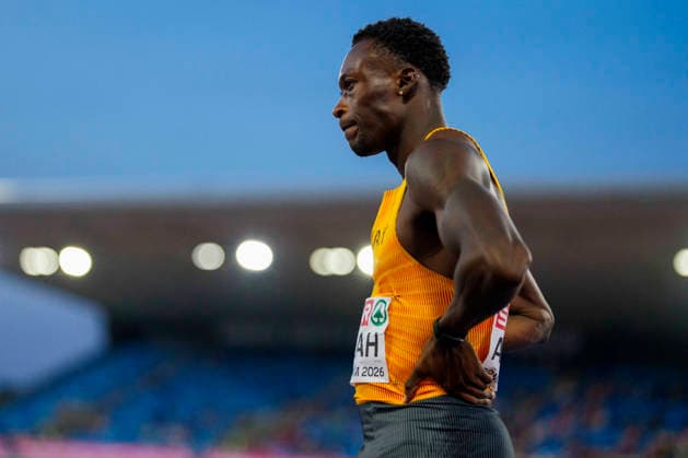 BIRMINGHAM, GREAT BRITAIN - AUGUST 11, 2026 : Owen ANSAH (GER Germany) competing in the 100m semifinal during the European Athletics Championships at Alexander Stadium on August 11, 2026 in Birmingham, Great Britain. Great Britain Copyright: xLeahxKohringx
