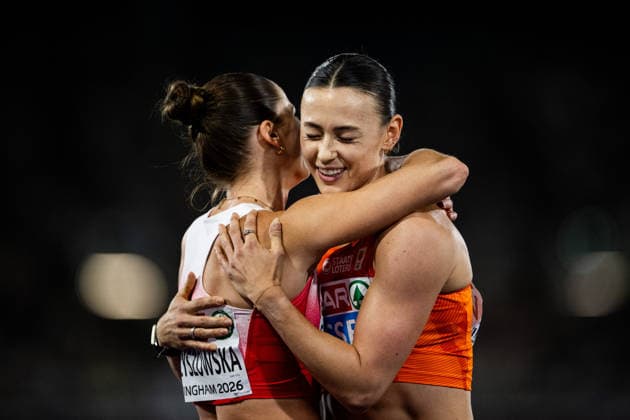 August 11, 2026: Nadine Visser of the Netherlands celebrates after the women’s 100-meter hurdles final on Day 2 of the 2026 European Athletics Championships on August 11, 2026 in Birmingham. Photo by Maxim Thore. BILDBYRAN code MT MT1065 track and field athletics friidrett friidrotts em em friidretts em 2026 European Athletics Championships 2 bbeng  Copyright: MAXIMxTHORE BB260811MT100