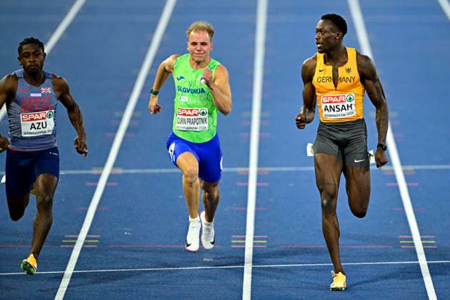 Owen ANSAH Germany, Hamburger SV, Men s 100m GBR, European Athletics Championships Birmingham, August 11, 2026, Jan Papenfuss GBR, European Athletics Championships Birmingham, August 11, 2026, Birmingham Copyright: xx