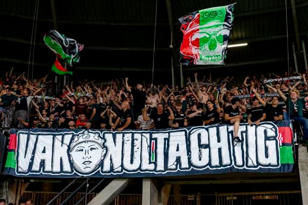 NIJMEGEN Supporters of NEC Nijmegen during the Champions League match between NEC and Olympiacos at De Goffert Stadium on August 11, 2026, in Nijmegen, the Netherlands