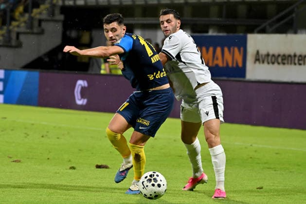 CELJE; SLOVENIA - ARMENIA 11: Milot Avdyli of Celje (R) in action against Artur Serobyan of Ararat-Armenia (L) during the UEFA Champions League QR-3 second match between Celje (Slovenia) and Ararat-Armenia (Armenia) at Stadion Celje, Celje on August 11, 2026 in Celje, Slovenia. (Photo by Igor Kupljenik Sports Press Photo). Copyright: xIgorxKupljenikx xSPPx Sportspressphoto_SPR204351