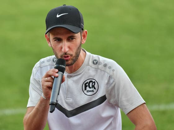 Marc Mutschler of FC Rottenburg, coach at the press conference for FC Rottenburg vs. SV Stuttgarter Kickers, soccer, WFV Cup, Group 3, Round 3, Württemberg, 2026–2027 season, August 11, 2026, FC Rottenburg vs. SV Stuttgarter Kickers, Soccer, WFV Cup, Group 3, Round 3, Württemberg, 2026–2027 Season, August 11, 2026, Rottenburg am Neckar Copyright: xEibner-Pressefoto RalphxKunzex EP_RKE