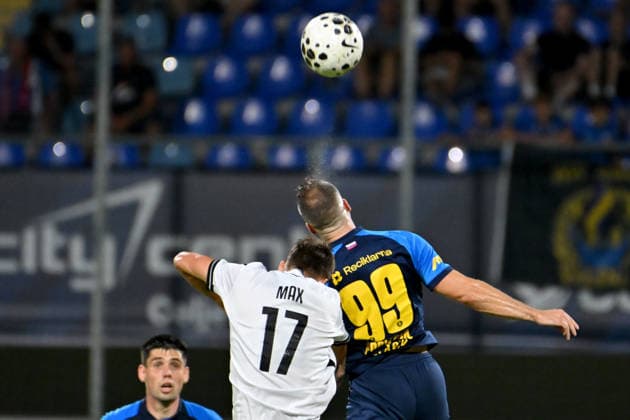 CELJE; SLOVENIA - ARMENIA 11: Matej Poplatnik of Celje (R) in action during the UEFA Champions League QR-3 second match between Celje (Slovenia) and Ararat-Armenia (Armenia) at Stadion Celje, Celje on August 11, 2026 in Celje, Slovenia. (Photo by Igor Kupljenik Sports Press Photo). Copyright: xIgorxKupljenikx xSPPx Sportspressphoto_SPR204359