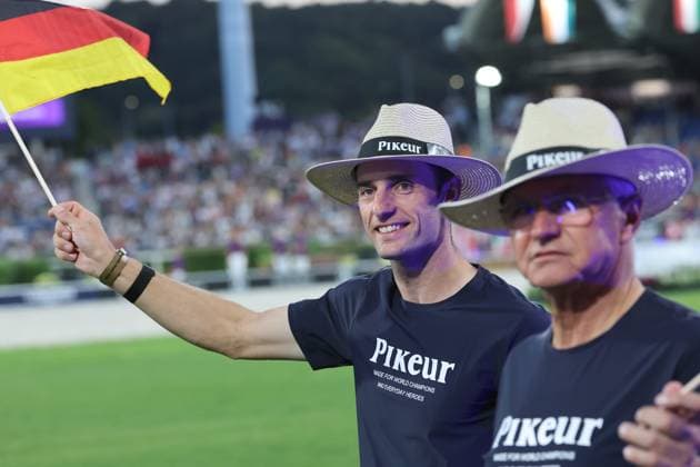 Richard Vogel (GER) during the athletes parade, Opening Ceremony, AACHEN FEI World Championships 2026, World Festival of Equestrian Sports, 2026 Equestrian World Championships, Aachen 2026, Welcome Home 2026, Aachen Soers, August 11–23, 2026, Equestrian Sports, August 11, 2026, Aachen Soers, Germany