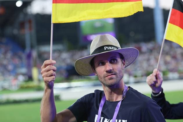 Christian Kukuk (GER) during the athletes parade, Opening Ceremony, AACHEN FEI World Championships 2026, World Festival of Equestrian Sports, 2026 World Equestrian Games, Aachen 2026, Welcome Home 2026, Aachen Soers, August 11–23, 2026, Equestrian Sports, August 11, 2026, Aachen Soers, Germany