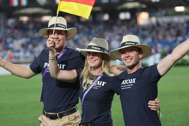 Raphael Netz (GER) with Selina Söder, daughter of Minister President Markus Söder and teammate of Frederic Wanders (GER), Opening Ceremony, AACHEN FEI World Championships 2026, World Festival of Equestrian Sports, 2026 World Equestrian Games, Aachen 2026, Welcome Home 2026, Aachener Soers, August 11–23, 2026, Equestrian Sports, August 11, 2026, Aachen Aachener Soers Germany