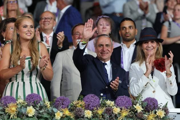 From left: Princess Catharina Amalia Beatrix Carmen Victoria, Princess of Orange, Princess of the Netherlands, eldest daughter of King Willem-Alexander of the Netherlands; the president of the International Equestrian Federation (FEI) is Ingmar De Vos of Belgium; older sister of King Felipe VI of Spain, Infanta Elena; Opening Ceremony, AACHEN FEI World Championships 2026, World Festival of Equestrian Sports, 2026 Equestrian World Championships, Aachen 2026, Welcome Home 2026, Aachen Soers, August 11–23, 2026, Equestrian Sports, August 11, 2026, Aachen Soers, Germany