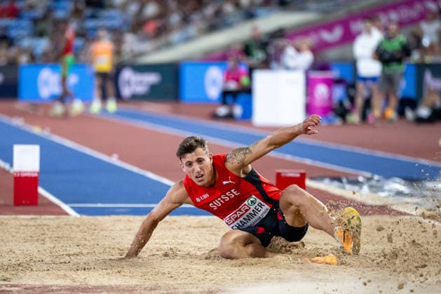 August 11, 2026, GBR, Track and Field, 2026 European Championships, Evening Session, Day 2, Birmingham; Simon Ehammer (Switzerland), Men s Long Jump, Final, Birmingham Alexander Stadium, England, Great Britain Copyright: xNordphoto Memmlerx