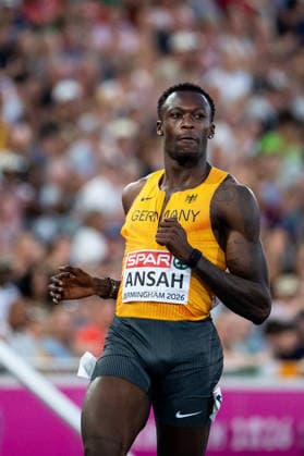 August 11, 2026, GBR, Track and Field, 2026 European Championships, Evening Session, Day 2, Birmingham, Owen Ansah (Germany), Men s 100-meter dash, Semifinals, Alexander Stadium, Birmingham, England, Great Britain Copyright: xNordphoto Memmlerx