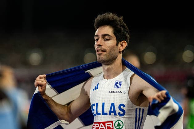 260811 Miltiadis Tentogloui of Greece celebrates after the men’s long jump final on Day 2 of the 2026 European Athletics Championships on August 11, 2026 in Birmingham. Photo by Mathias Bergeld. BILDBYRAN code MB MT1065. track and field, athletics, friidrett, friidrotts em, em, friidretts em 2026, European Athletics Championships 2, bbeng  Copyright: MATHIASxBERGELD BB260811MB149