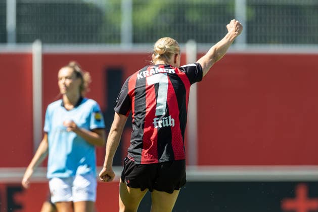 Cornelia Kramer of Bayer 04 Leverkusen celebrates her goal, making the score 1–0, during a preseason friendly match between the Bayer 04 Leverkusen Women and the Feyenoord Rotterdam Women at Ulrich Haberland Stadium on August 8, 2026, in Leverkusen, Germany. Photo by Mario Hommes, DeFodi Images. Cornelia Kramer of Bayer 04 Leverkusen celebrates after scoring her team’s first goal during the preseason friendly match between Bayer 04 Leverkusen Women and Feyenoord Rotterdam at Ulrich Haberland Stadium on August 8, 2026 in Leverkusen, Germany Photo by Mario Hommes, DeFodi Images Photo by Mario Hommes, DeFodi Images