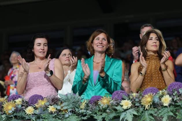 From left: Dorothee Bär, Federal Minister for Research, Technology, and Space of the Federal Republic of Germany; President of the Aachen Laurensberger Racing Club (ALRV), which organizes the CHIO Aachen and the World Championships; Stefanie Peters, Queen Mary of Denmark, wife of King Frederik X, Opening Ceremony, AACHEN FEI World Championships 2026, World Festival of Equestrian Sports, 2026 World Equestrian Games, Aachen 2026, Welcome Home 2026, Aachen Soers, August 11–23, 2026, Equestrian Sports, August 11, 2026, Aachen Soers, Germany