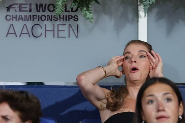 Singer Yvonne Catterfeld is cheering from the stands at the Opening Ceremony, AACHEN FEI World Championships 2026, World Festival of Equestrian Sports, 2026 World Equestrian Games, Aachen 2026, Welcome Home 2026, Aachen Soers, August 11–23, 2026, Equestrian Sports, August 11, 2026, Aachen Soers, Germany