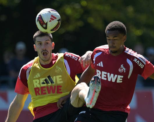 August 11, 2026, xophax, Soccer, Bundesliga 1, 1. FC Köln Training at the Geissbockheim, home of 1. FC Köln. No. 1: Luka Lochoshili (1. FC Köln, left) and Youssoupha Niang (1. FC Köln, right), Cologne