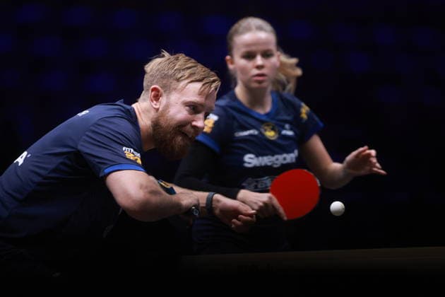 2026 WTT Europe Smash - Sweden - Main Draw - 11 August 2026 - Day 2 Elias Ranefur and Filippa Bergand of Sweden compete against Bernadette Szocs and Eduard Ionescu of Romania during the Mixed Doubles Round of 32 at the 2026 Europe Smash at the Malmo Arena in Malmo, Sweden, on August 11, 2026. Malmo Sweden  Copyright: xRemyxGrosx originalFilename:gros-europesm260811_npcoe.jpg