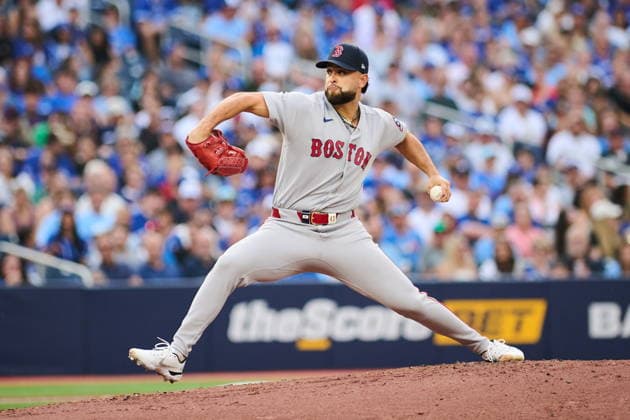 August 11, 2026, Toronto, On, Canada: Boston Red Sox s Patrick Sandoval (43) pitches against the Toronto Blue Jays during second inning MLB, Baseball Herren, USA baseball action in Toronto, on Tuesday, Aug. 11, 2026. Canada News - August 11, 2026 - ZUMAc35_ 20260811_zaf_c35_086 Copyright: xSammyxKoganx