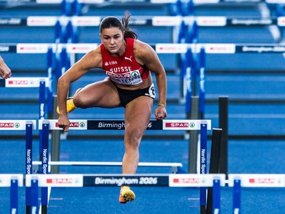 European Athletics Championships, Birmingham, August 11, 2026 BIRMINGHAM, UNITED KINGDOM AUGUST 11 Larissa Bertenyi of Switzerland competed in the semifinals of the women s 100-meter hurdles on August 11, 2026, in Birmingham, United Kingdom Copyright: xBEAUTIFULxSPORTS UlfxSchillerx