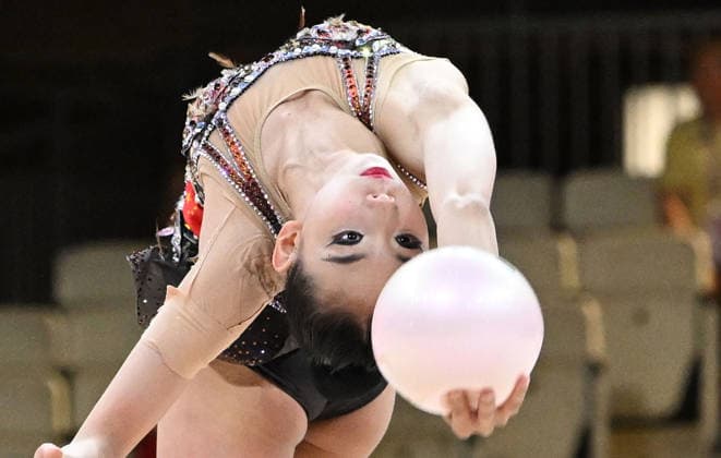 August 12, 2026, xhbx, 2026 Rhythmic Gymnastics World Championships, from left: Qi Wang, China; DFL; DFB. REGULATIONS PROHIBIT ANY USE OF PHOTOGRAPHS AS IMAGE SEQUENCES AND OR QUASI-VIDEO. Frankfurt am Main